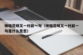 柳暗花明又一村前一句（柳暗花明又一村前一句是什么意思）