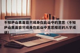 不知庐山真面目只缘身在此山中的意思（不知庐山真面目只缘身在此山中意思相近的八字成语）