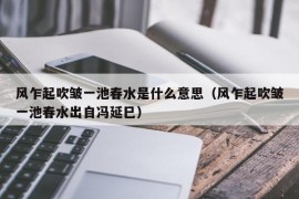 风乍起吹皱一池春水是什么意思（风乍起吹皱一池春水出自冯延巳）