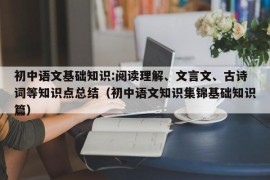 初中语文基础知识:阅读理解、文言文、古诗词等知识点总结（初中语文知识集锦基础知识篇）