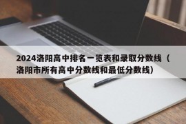 2024洛阳高中排名一览表和录取分数线（洛阳市所有高中分数线和最低分数线）