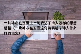 一片冰心在玉壶上一句表达了诗人怎样的思想感情（一片冰心在玉壶这句诗表达了诗人什么样的信念）