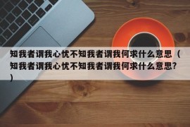 知我者谓我心忧不知我者谓我何求什么意思（知我者谓我心忧不知我者谓我何求什么意思?）