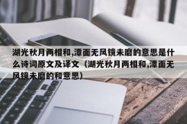 湖光秋月两相和,潭面无风镜未磨的意思是什么诗词原文及译文（湖光秋月两相和,潭面无风镜未磨的和意思）