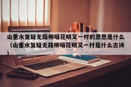 山重水复疑无路柳暗花明又一村的意思是什么（山重水复疑无路柳暗花明又一村是什么古诗）