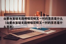 山重水复疑无路柳暗花明又一村的意思是什么（山重水复疑无路柳暗花明又一村的意思是什么意思）