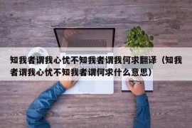 知我者谓我心忧不知我者谓我何求翻译（知我者谓我心忧不知我者谓何求什么意思）