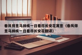 春风得意马蹄疾一日看尽长安花寓意（春风得意马蹄疾一日看尽长安花翻译）